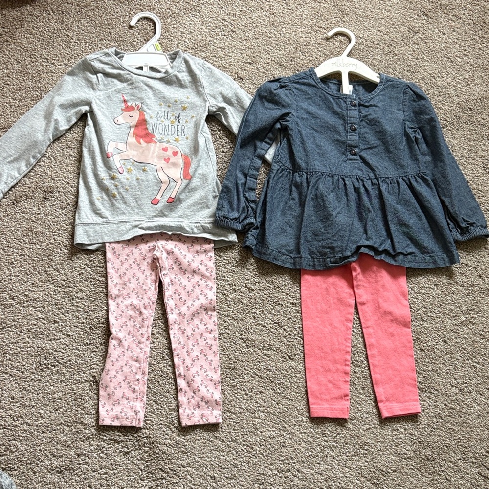 2T Toddler Girls Carters Outfit Sets